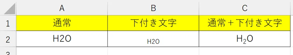 下付き文字のサンプル画像